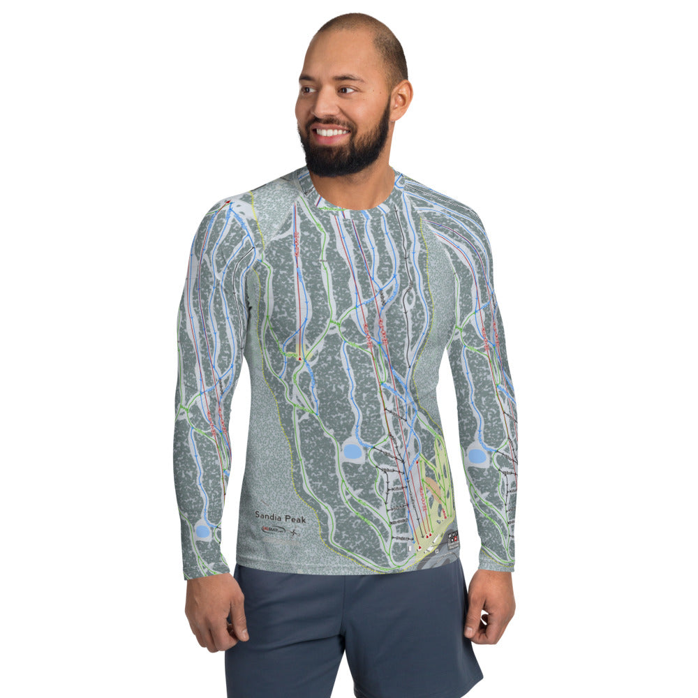 Sandia Peak, New Mexico Ski Trail Map Men's Base Layer Top - Powderaddicts