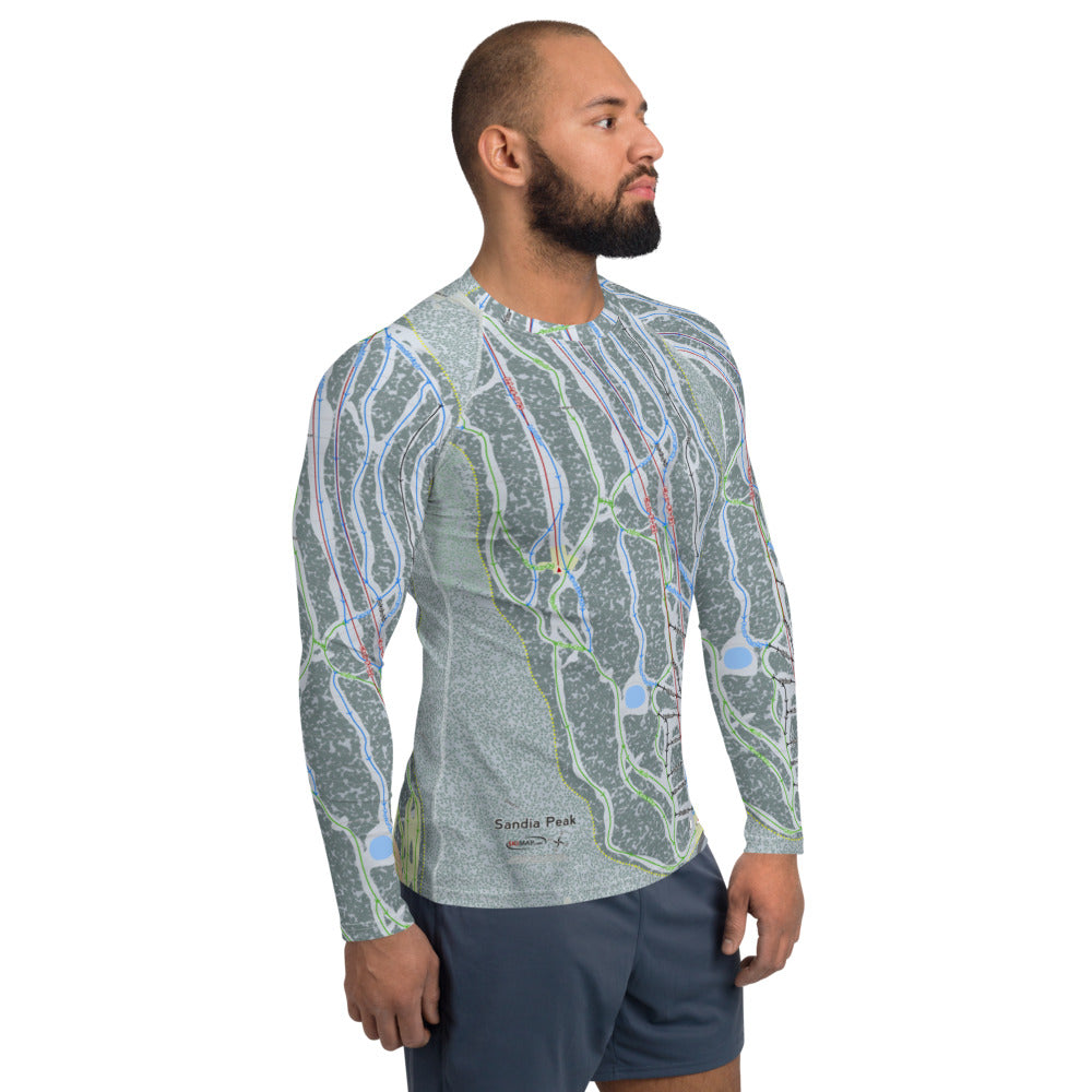 Sandia Peak, New Mexico Ski Trail Map Men's Base Layer Top - Powderaddicts