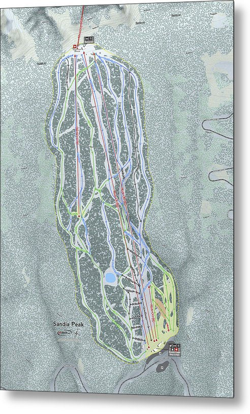 Sandia Peak Ski Trail Map - Metal Print - Powderaddicts