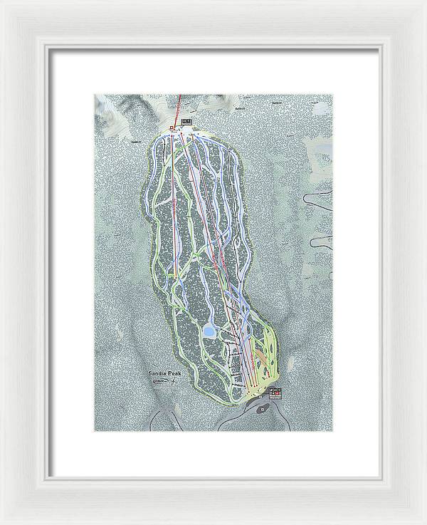 Sandia Peak Ski Trail Map - Framed Print - Powderaddicts