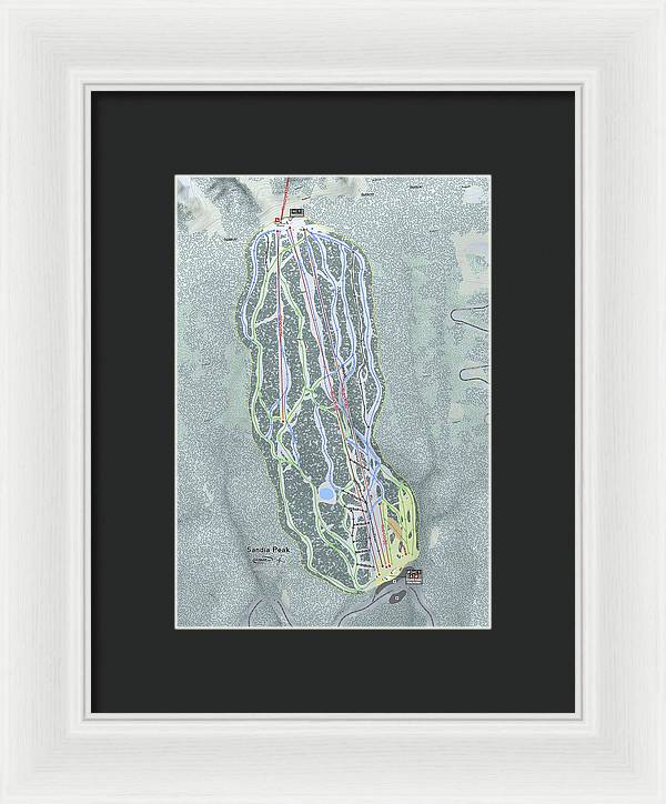 Sandia Peak Ski Trail Map - Framed Print - Powderaddicts