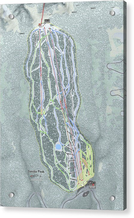 Sandia Peak Ski Trail Map - Acrylic Print - Powderaddicts