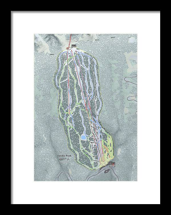 Sandia Peak Ski Trail Map - Framed Print - Powderaddicts