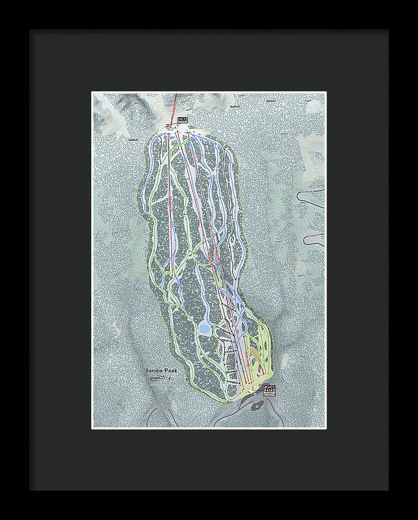 Sandia Peak Ski Trail Map - Framed Print - Powderaddicts