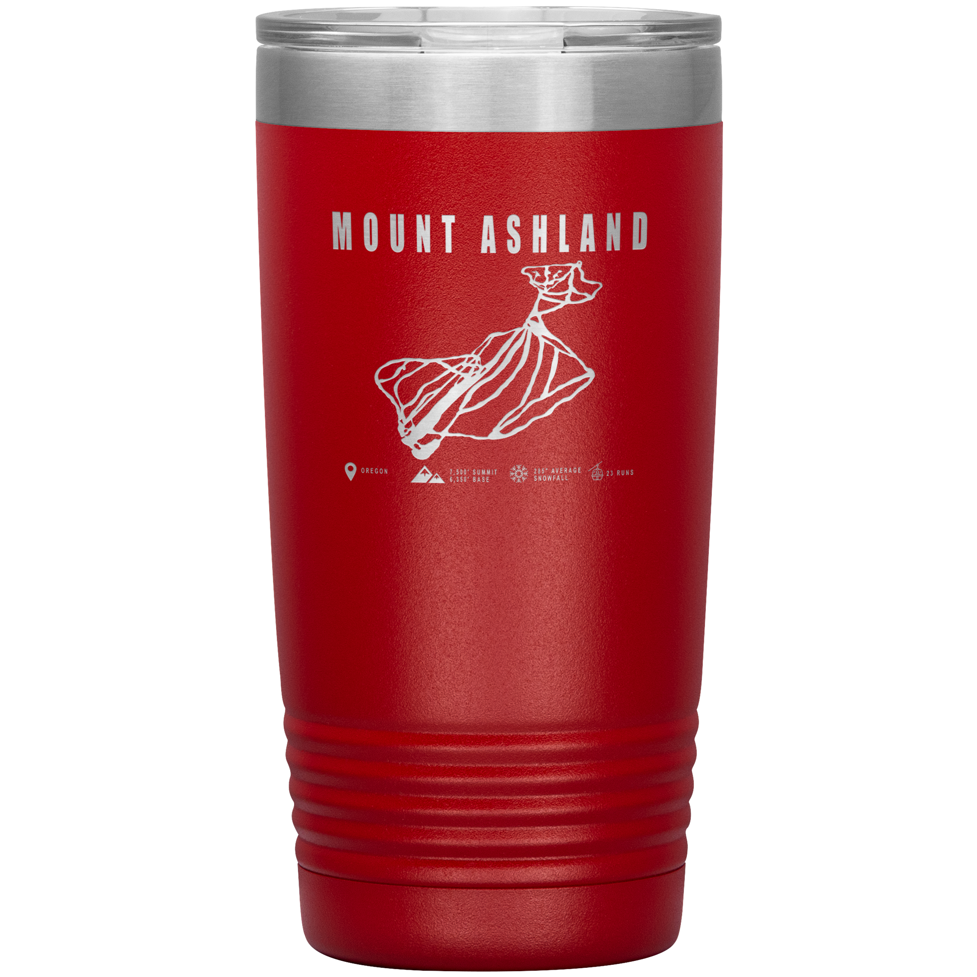 Mount Ashland, Oregon Ski Trail Map 20oz Tumbler - Powderaddicts