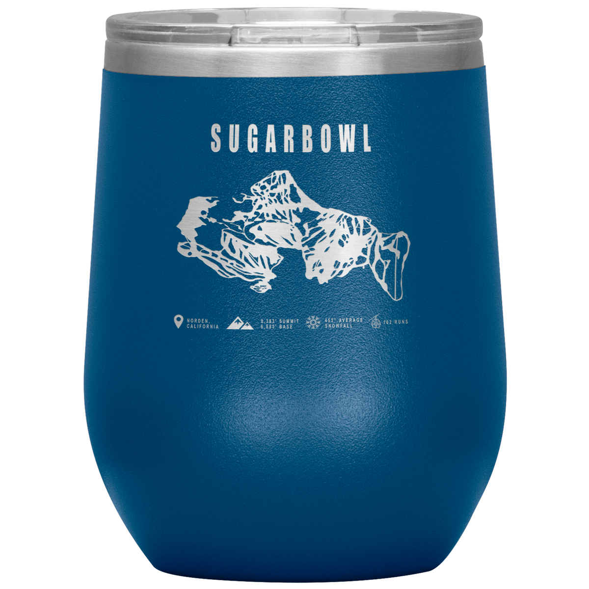 Sugarbowl, California Ski Trail Map Wine 12oz Tumbler - Powderaddicts