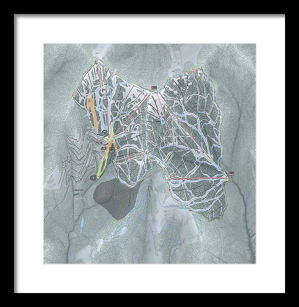 Schweitzer Ski Trail Map - Framed Print - Powderaddicts