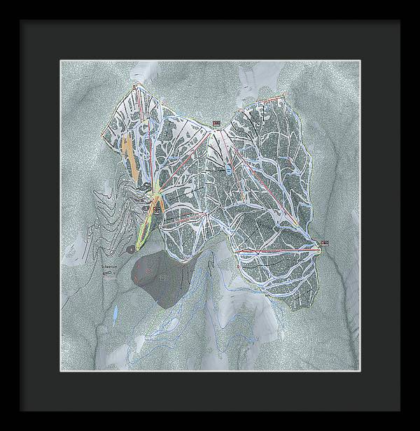 Schweitzer Ski Trail Map - Framed Print - Powderaddicts