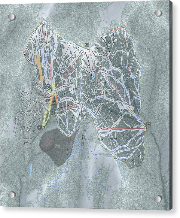 Schweitzer Ski Trail Map - Acrylic Print - Powderaddicts
