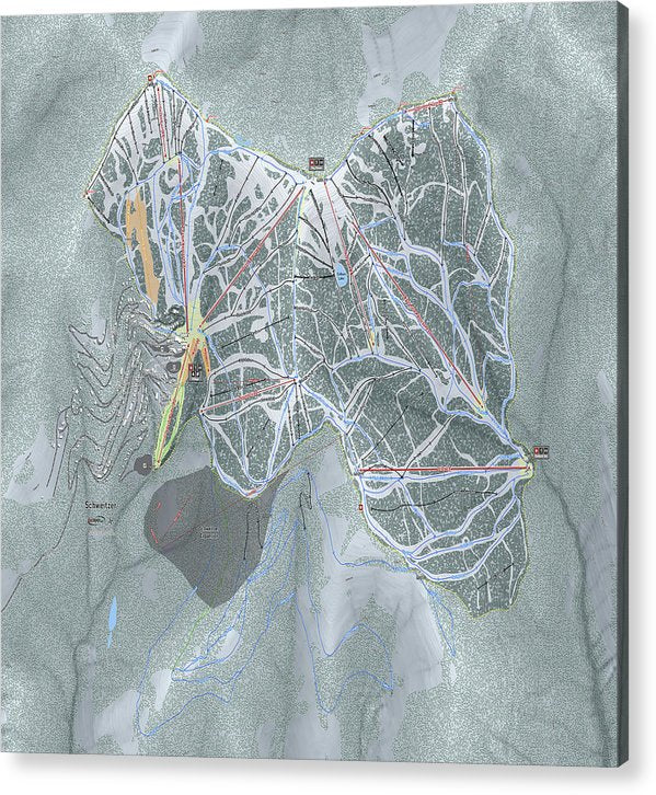 Schweitzer Ski Trail Map - Acrylic Print - Powderaddicts
