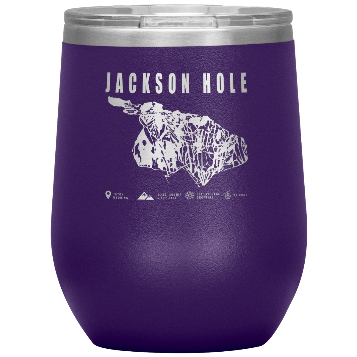 Jackson Hole Wyoming Ski Trail Map Wine 12oz Tumbler - Powderaddicts