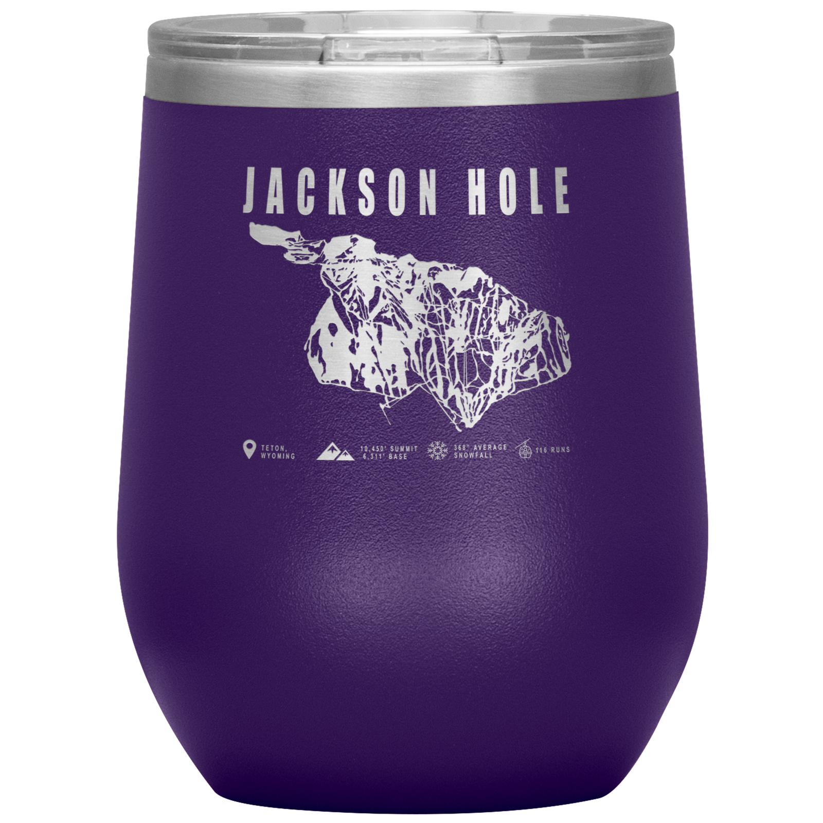 Jackson Hole Wyoming Ski Trail Map Wine 12oz Tumbler - Powderaddicts