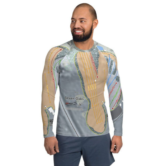 Seven Oaks, Iowa Ski Trail Map Men's Base Layer Top - Powderaddicts