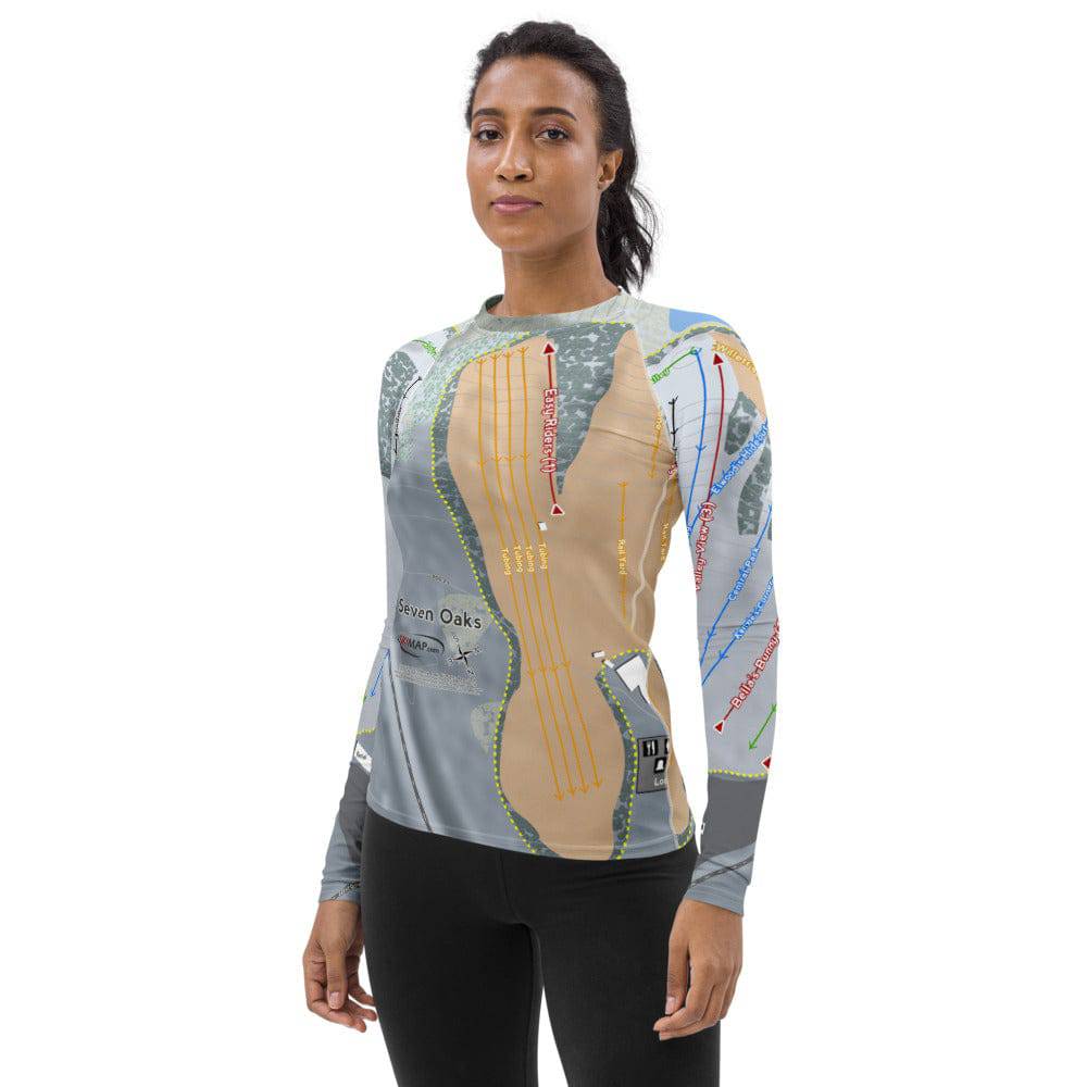 Seven Oaks, Iowa Ski Trail Map Women's Base Layer Top - Powderaddicts