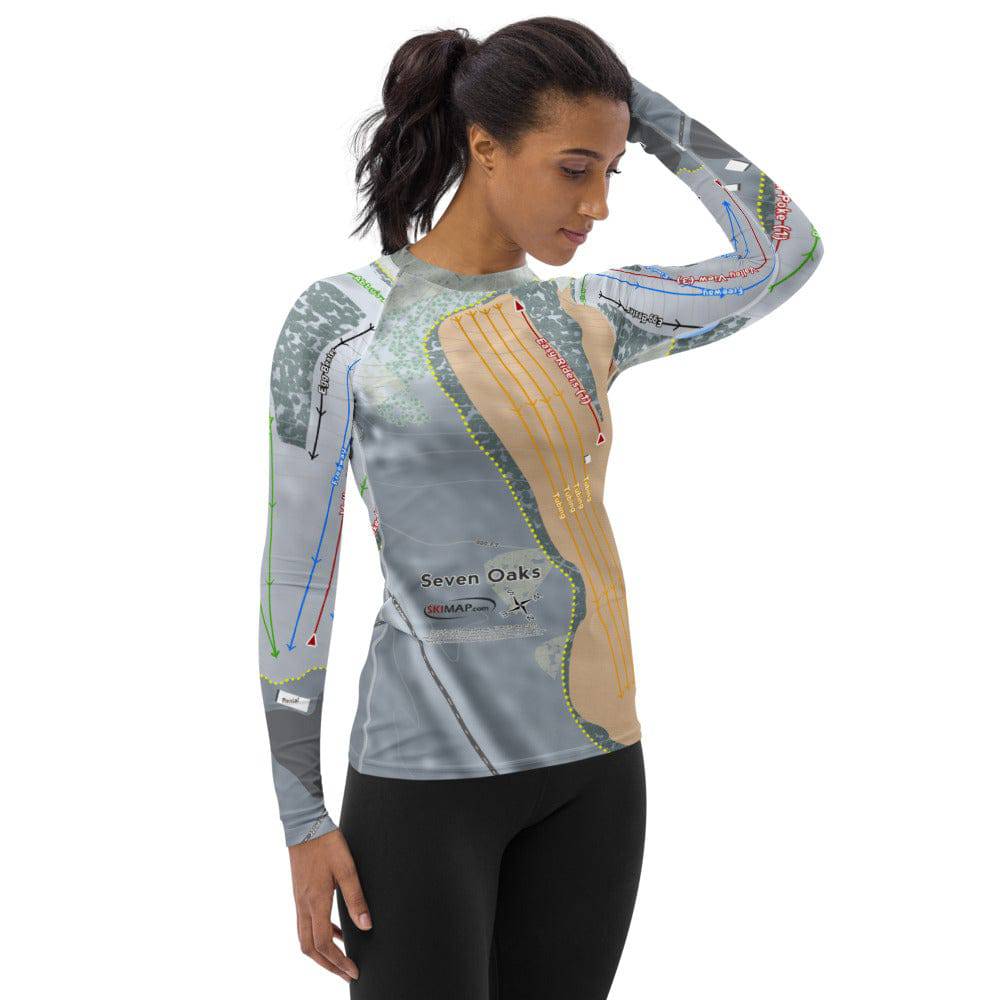 Seven Oaks, Iowa Ski Trail Map Women's Base Layer Top - Powderaddicts