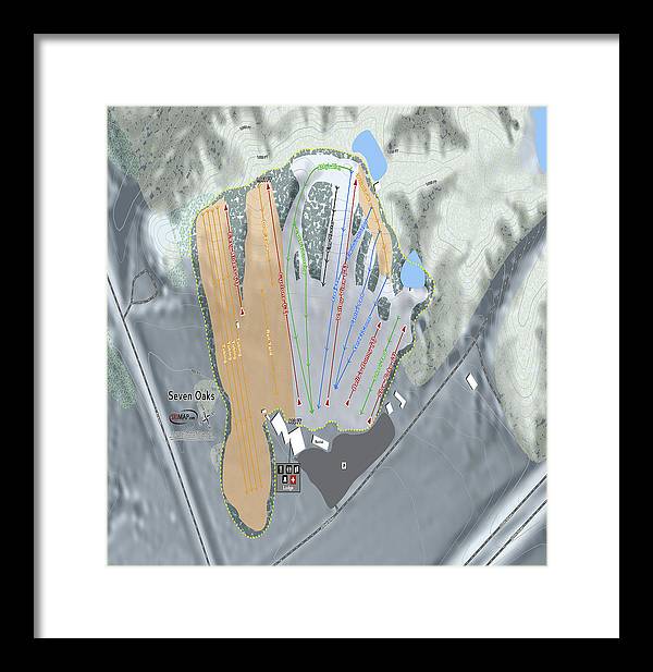 Seven Oaks Ski Trail Map - Framed Print - Powderaddicts