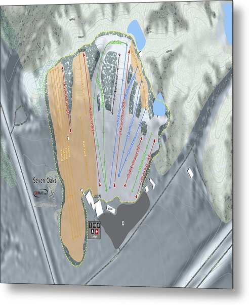 Seven Oaks Ski Trail Map - Metal Print - Powderaddicts