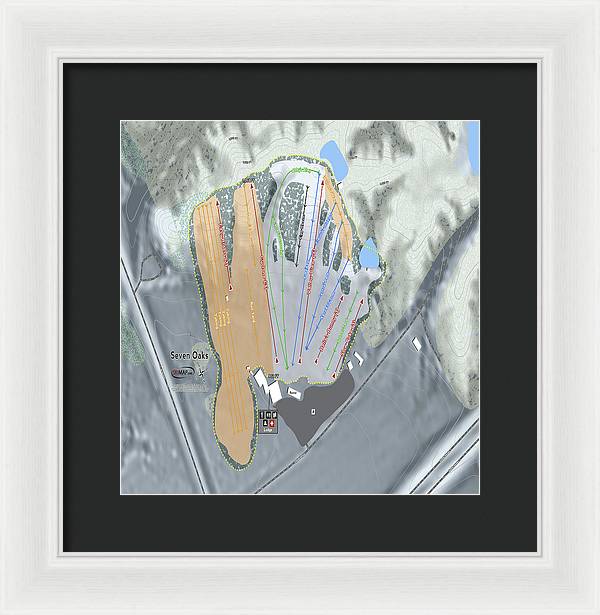 Seven Oaks Ski Trail Map - Framed Print - Powderaddicts
