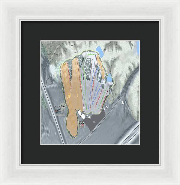 Seven Oaks Ski Trail Map - Framed Print - Powderaddicts