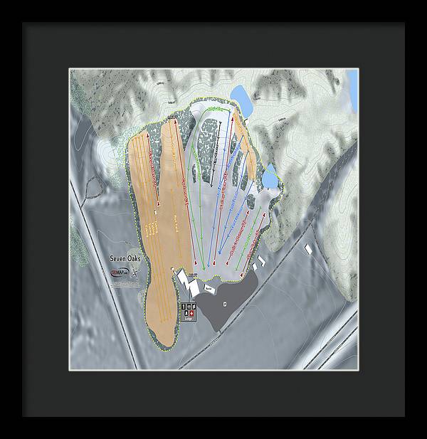 Seven Oaks Ski Trail Map - Framed Print - Powderaddicts