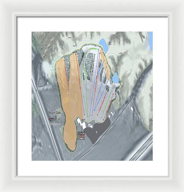 Seven Oaks Ski Trail Map - Framed Print - Powderaddicts