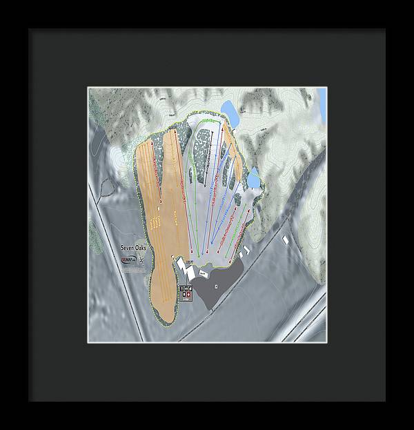 Seven Oaks Ski Trail Map - Framed Print - Powderaddicts