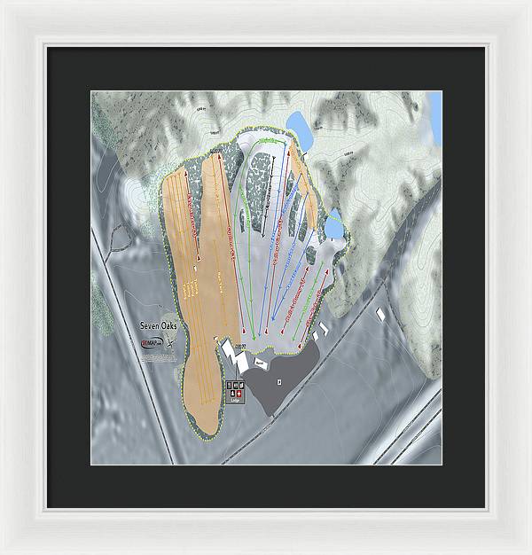 Seven Oaks Ski Trail Map - Framed Print - Powderaddicts
