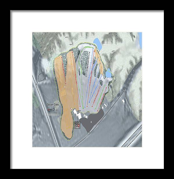 Seven Oaks Ski Trail Map - Framed Print - Powderaddicts
