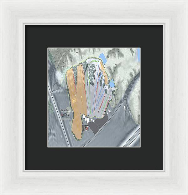 Seven Oaks Ski Trail Map - Framed Print - Powderaddicts