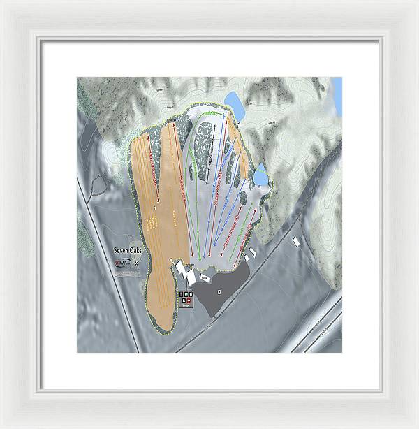 Seven Oaks Ski Trail Map - Framed Print - Powderaddicts