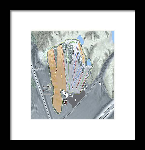 Seven Oaks Ski Trail Map - Framed Print - Powderaddicts