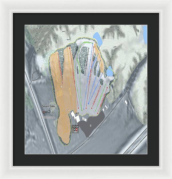 Seven Oaks Ski Trail Map - Framed Print - Powderaddicts