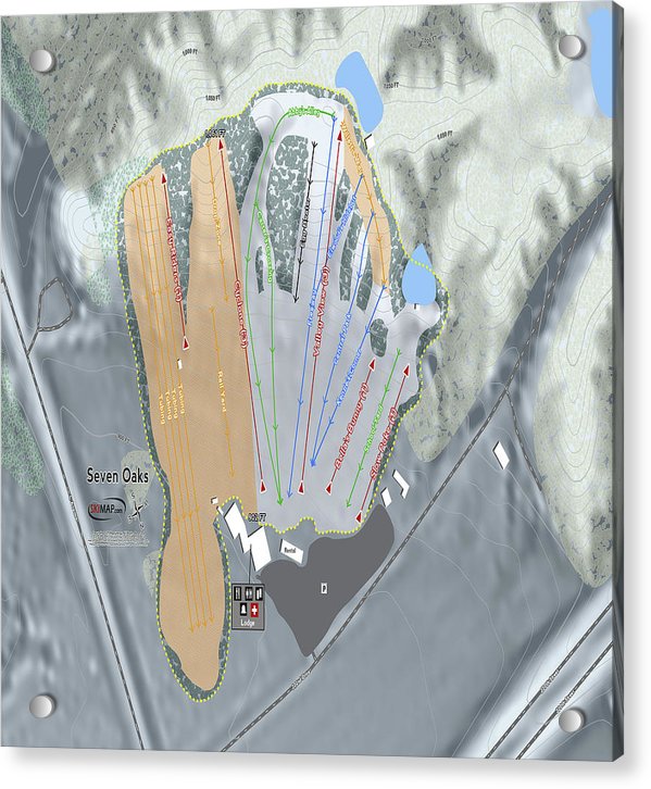 Seven Oaks Ski Trail Map - Acrylic Print - Powderaddicts