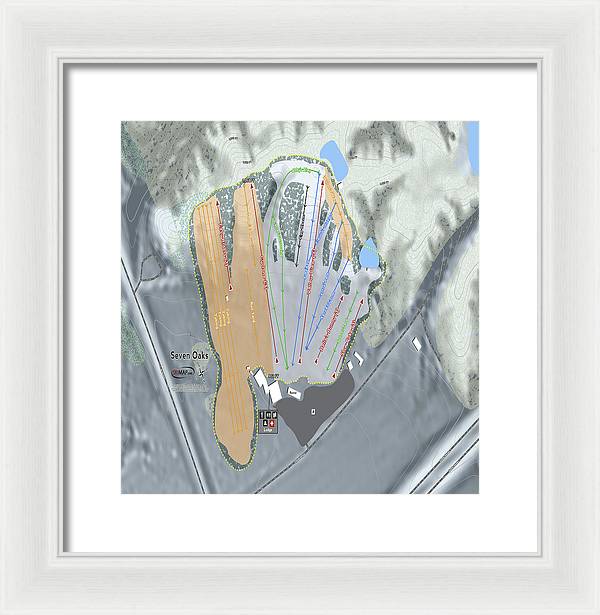 Seven Oaks Ski Trail Map - Framed Print - Powderaddicts