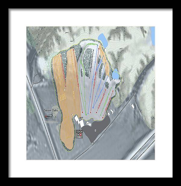 Seven Oaks Ski Trail Map - Framed Print - Powderaddicts
