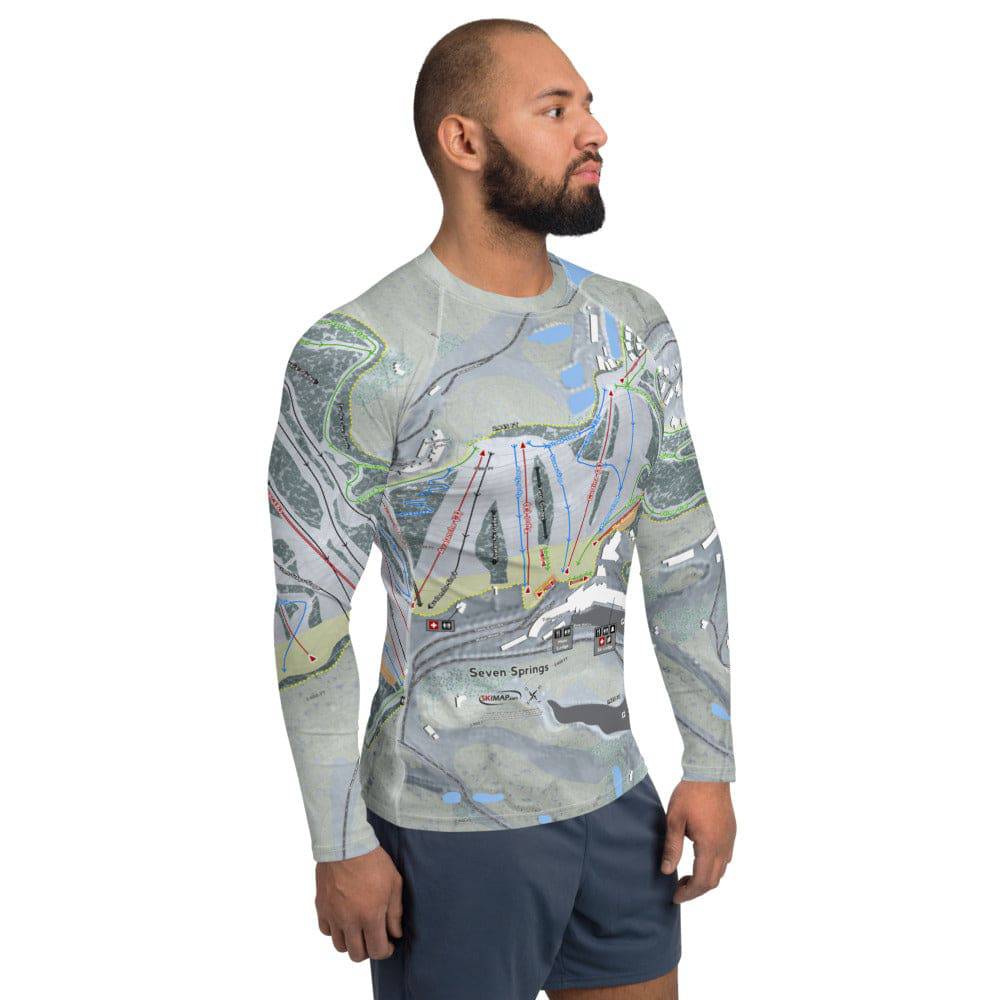 Seven Springs, Pennsylvania Ski Trail Map Men's Base Layer Top - Powderaddicts