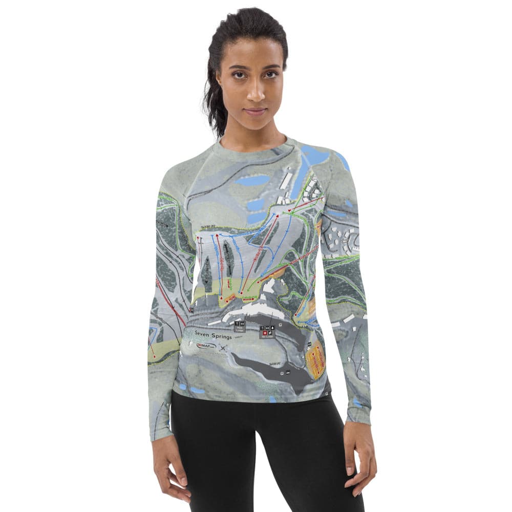 Seven Springs, Pennsylvania Ski Trail Map Women's Base Layer Top