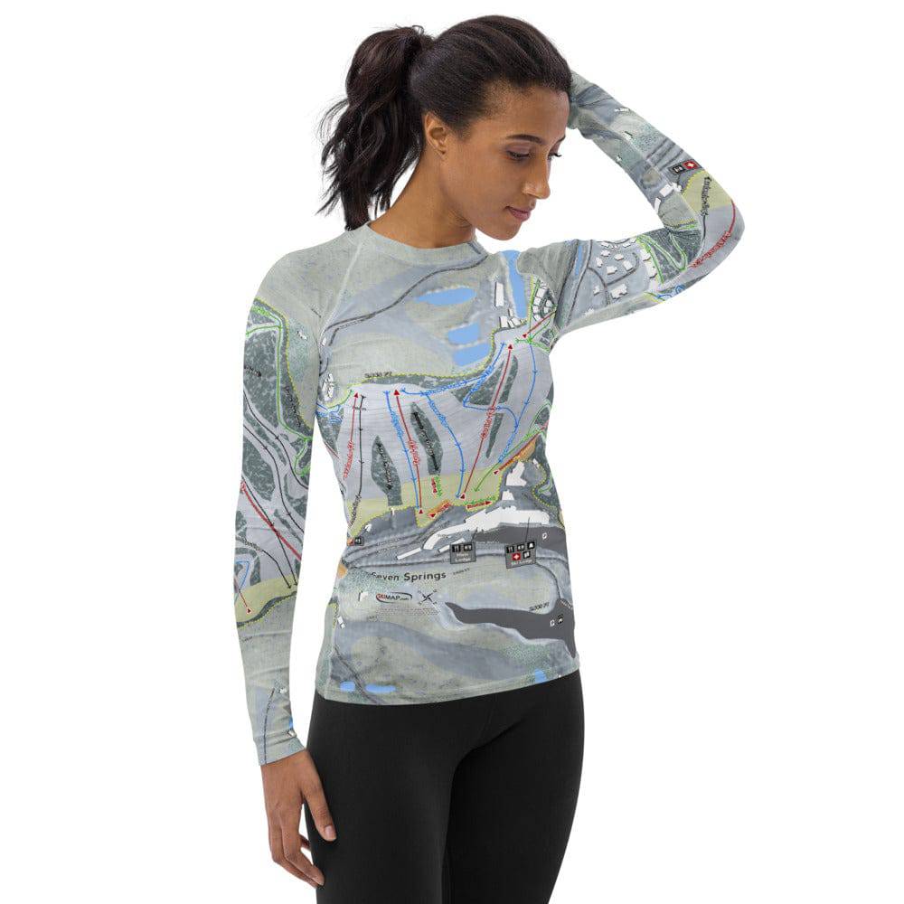Seven Springs, Pennsylvania Ski Trail Map Women's Base Layer Top - Powderaddicts
