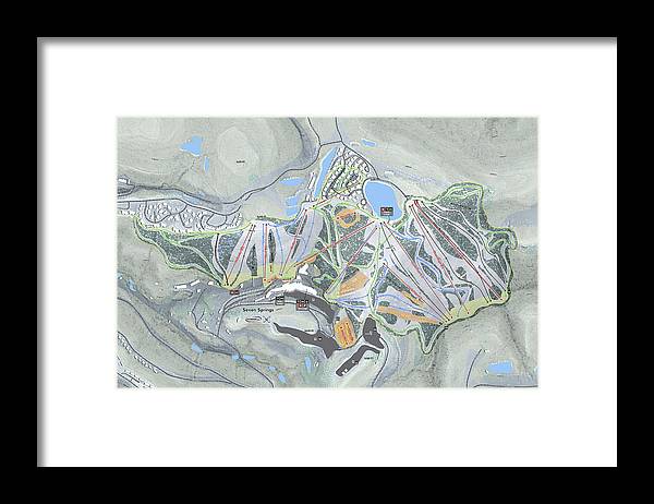 Seven Springs Ski Resort Map - Framed Print