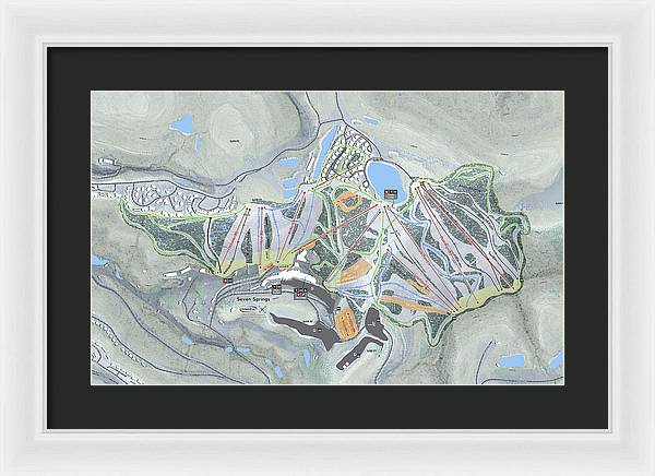 Seven Springs Ski Resort Map - Framed Print