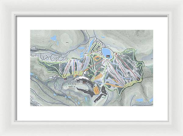 Seven Springs Ski Resort Map - Framed Print