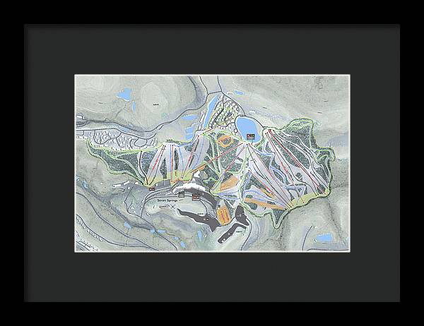 Seven Springs Ski Resort Map - Framed Print
