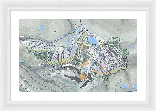 Seven Springs Ski Resort Map - Framed Print