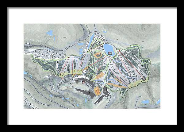 Seven Springs Ski Resort Map - Framed Print