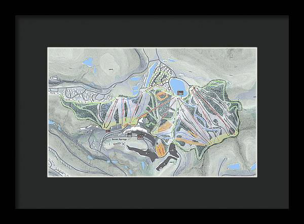 Seven Springs Ski Resort Map - Framed Print