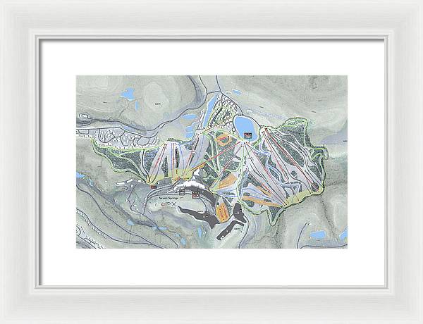 Seven Springs Ski Resort Map - Framed Print