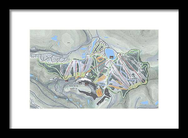 Seven Springs Ski Resort Map - Framed Print