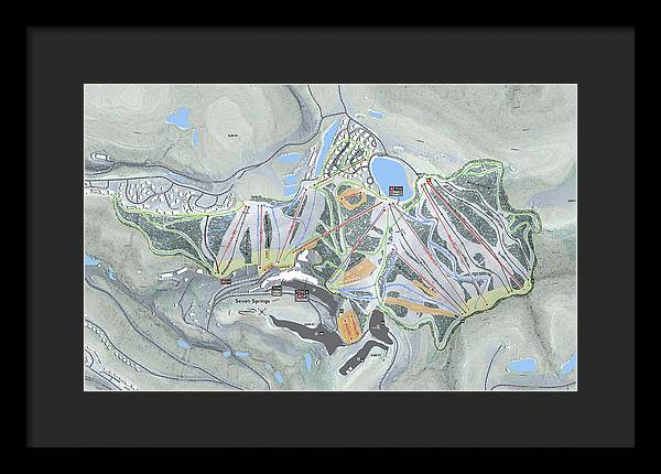 Seven Springs Ski Resort Map - Framed Print