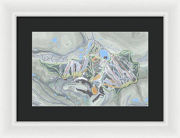 Seven Springs Ski Resort Map - Framed Print