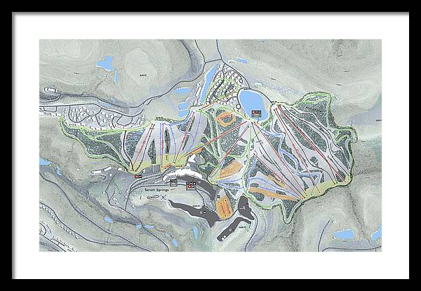 Seven Springs Ski Resort Map - Framed Print
